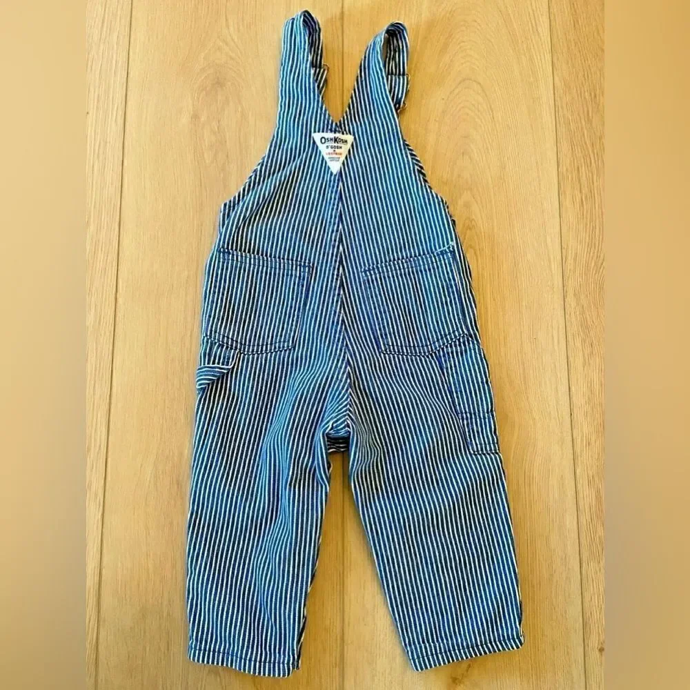 Vtg OshKosh B’Gosh Kids Vestbak Denim Train Conductor Overalls USA | 18M